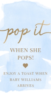 WAT-BLU-6-B2081 - WATERCOLOUR BLUE - GOLD - POP IT FAVOUR TAG - 5cm x 9cm: WAT-BLU-6-B2081 - WATERCOLOUR BLUE - GOLD - POP IT FAVOUR TAG