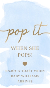 WAT-BLU-6-B2081 - WATERCOLOUR BLUE - GOLD - POP IT FAVOUR TAG - 2" x 3.5": WAT-BLU-6-B2081 - WATERCOLOUR BLUE - GOLD - POP IT FAVOUR TAG