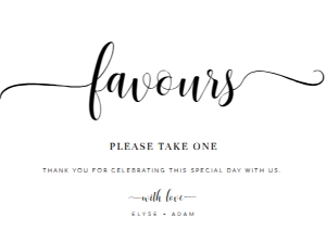 LEY-WHT-7-B2085 - LEYTON SCRIPT - WHITE - FAVOURS SIGN - LANDSCAPE - A4: LEY-WHT-7-B2085 - LEYTON SCRIPT - WHITE - FAVOURS SIGN