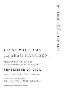 EST-WHT-1-B2088 - ESTELLE - WHITE - WEDDING INVITATION - 5" x 7": EST-WHT-1-B2095 - ESTELLE - WHITE - WEDDING INVITATION SUITE