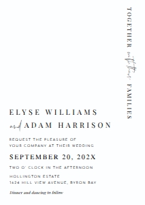 EST-WHT-1-B2088 - ESTELLE - WHITE - WEDDING INVITATION - A6: EST-WHT-1-B2095 - ESTELLE - WHITE - WEDDING INVITATION SUITE