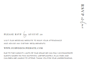 EST-WHT-2-B2090 - ESTELLE - WHITE - RSVP CARD - 3.5" x 5": EST-WHT-1-B2095 - ESTELLE - WHITE - WEDDING INVITATION SUITE