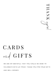 EST-WHT-7-B2100 - ESTELLE - WHITE - CARDS AND GIFTS SIGN - 5" x 7": EST-WHT-7-B2100 - ESTELLE - WHITE - CARDS AND GIFTS SIGN