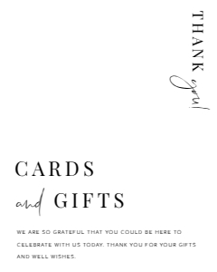 EST-WHT-7-B2100 - ESTELLE - WHITE - CARDS AND GIFTS SIGN - 8" x 10": EST-WHT-7-B2100 - ESTELLE - WHITE - CARDS AND GIFTS SIGN