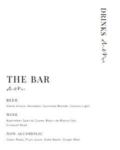 EST-WHT-12-B2101 - ESTELLE - WHITE - DRINKS MENU SIGN - 8" x 10": EST-WHT-12-B2101 - ESTELLE - WHITE - DRINKS MENU SIGN