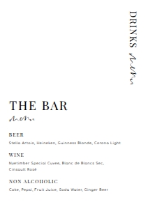 EST-WHT-12-B2101 - ESTELLE - WHITE - DRINKS MENU SIGN - A4: EST-WHT-12-B2101 - ESTELLE - WHITE - DRINKS MENU SIGN
