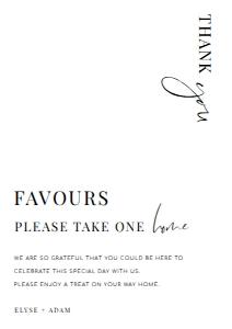 EST-WHT-7-B2103 - ESTELLE - WHITE - FAVOURS SIGN - A4: EST-WHT-7-B2103 - ESTELLE - WHITE - FAVOURS SIGN