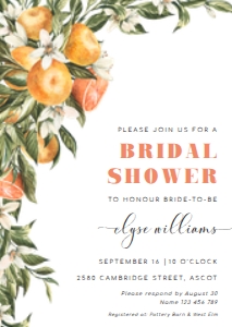 CLM-WHT-1-B2113 - CLEMENTINE - WHITE - BRIDAL SHOWER INVITATION - A6: CLM-WHT-1-B2113 - CLEMENTINE - WHITE - BRIDAL SHOWER INVITATION