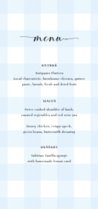 GIN-BLU-12-B2116 - GINGHAM - BLUE - MENU - DL: GIN-BLU-12-B2116 - GINGHAM - BLUE - MENU
