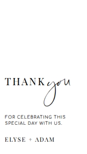 EST-WHT-6-B2117 - ESTELLE - WHITE - THANK YOU FAVOUR TAG - 2" x 3.5": EST-WHT-6-B2117 - ESTELLE - WHITE - THANK YOU FAVOUR TAG
