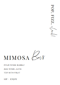 EST-WHT-7-B2128 - ESTELLE - WHITE - MIMOSA BAR SIGN - A4: EST-WHT-7-B2128 - ESTELLE - WHITE - MIMOSA BAR SIGN