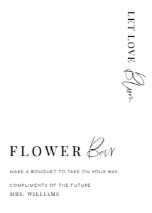EST-WHT-7-B2130 - ESTELLE - WHITE - FLOWER BAR SIGN - 5" x 7": EST-WHT-7-B2130 - ESTELLE - WHITE - FLOWER BAR SIGN