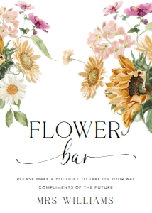 MEW-WHT-7-B2156 - MEWS FLORAL - WHITE - FLOWER BAR SIGN - 5" x 7": MEW-WHT-7-B2156 - MEWS FLORAL - WHITE - FLOWER BAR SIGN