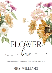 MEW-WHT-7-B2156 - MEWS FLORAL - WHITE - FLOWER BAR SIGN - A4: MEW-WHT-7-B2156 - MEWS FLORAL - WHITE - FLOWER BAR SIGN
