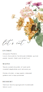 MEW-WHT-12-B2159 - MEWS FLORAL - WHITE - MENU - DL: MEW-WHT-12-B2159 - MEWS FLORAL - WHITE - MENU