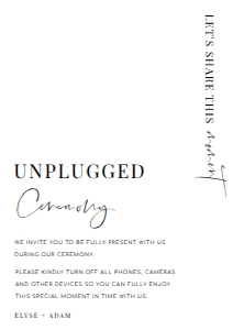 EST-WHT-7-B2171 - ESTELLE - WHITE - UNPLUGGED CEREMONY SIGN - A4: EST-WHT-7-B2171 - ESTELLE - WHITE - UNPLUGGED CEREMONY SIGN