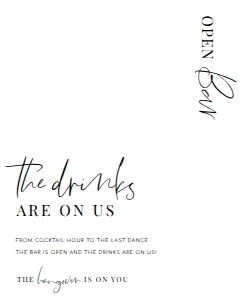 EST-WHT-7-B2170 - ESTELLE - WHITE - OPEN BAR SIGN - 8" x 10": EST-WHT-7-B2170 - ESTELLE - WHITE - OPEN BAR SIGN