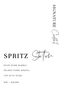 EST-WHT-7-B2199 - ESTELLE - WHITE - SPRITZ STATION SIGN - A4: EST-WHT-7-B2199 - ESTELLE - WHITE - SPRITZ STATION SIGN