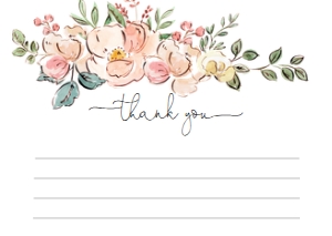 CAM-MLT-8-B1161 - CAMBRIDGE FLORAL - MULTI - THANK YOU FLAT CARD - A6: CAM-MLT-8-B1161 - CAMBRIDGE FLORAL - MULTI - THANK YOU CARD