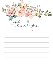 CAM-MLT-8-B1161 - CAMBRIDGE FLORAL - MULTI - THANK YOU FLAT CARD - PORTRAIT - 5" x 7": CAM-MLT-8-B1161 - CAMBRIDGE FLORAL - MULTI - THANK YOU CARD