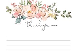 CAM-MLT-8-B1161 - CAMBRIDGE FLORAL - MULTI - THANK YOU FLAT CARD - 5" x 7": CAM-MLT-8-B1161 - CAMBRIDGE FLORAL - MULTI - THANK YOU CARD