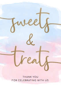 WAT-PNB-7-B1928 - WATERCOLOUR PINK BLUE - GOLD - SWEETS AND TREATS SIGN - A4: WAT-PNB-7-B1928 - WATERCOLOUR PINK BLUE - GOLD - SWEETS AND TREATS SIGN