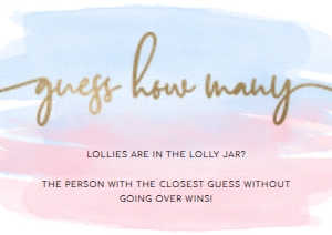 WAT-PNB-10-B507 - WATERCOLOUR PINK BLUE - GOLD FOIL - GUESS HOW MANY SIGN - A4: WAT-PNB-10-B508 - WATERCOLOUR PINK BLUE - GOLD FOIL - GUESS HOW MANY SIGN AND CARD