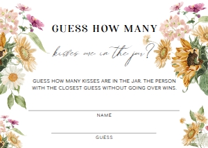 MEW-WHT-10-B2208 - MEWS FLORAL - WHITE - GUESS HOW MANY GAME CARD - A6: MEW-WHT-10-B2209 - MEWS FLORAL - WHITE - GUESS HOW MANY GAME SIGN AND CARD