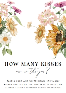 MEW-WHT-7-B2207 - MEWS FLORAL - WHITE - GUESS HOW MANY GAME SIGN - 5" x 7": MEW-WHT-10-B2209 - MEWS FLORAL - WHITE - GUESS HOW MANY GAME SIGN AND CARD