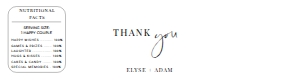 EST-WHT-6-B2215 - ESTELLE - WHITE - THANK YOU WATER BOTTLE LABEL - 7.5" x 2": EST-WHT-6-B2215 - ESTELLE - WHITE - THANK YOU WATER BOTTLE LABEL