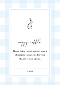 GIN-BLU-2-B2236 - GINGHAM - BLUE BUNNY - RAFFLE TICKET - A7: GIN-BLU-7-B2501 - GINGHAM - BLUE BUNNY - DIAPER RAFFLE SIGN AND TICKET