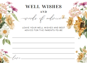 MEW-WHT-10-B2247 - MEWS FLORAL - WHITE - WORDS OF ADVICE CARD - 4" x 5.5": MEW-WHT-7-B2248 - MEWS FLORAL - WHITE - WORDS OF ADVICE SIGN AND CARDS