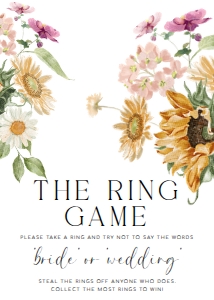 MEW-WHT-7-B2252 - MEWS FLORAL - WHITE - THE RING GAME SIGN - 5" x 7": MEW-WHT-7-B2252 - MEWS FLORAL - WHITE - THE RING GAME SIGN