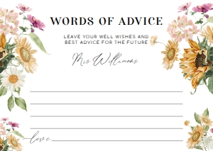 MEW-WHT-10-B2253 - MEWS FLORAL - WHITE - WORDS OF ADVICE CARD - A6: MEW-WHT-7-B2254 - MEWS FLORAL - WHITE - WORDS OF ADVICE SIGN AND CARD SET