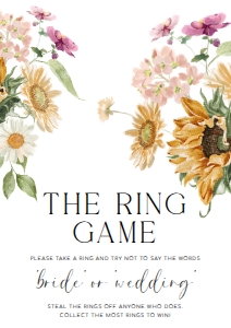 MEW-WHT-7-B2252 - MEWS FLORAL - WHITE - THE RING GAME SIGN - A4: MEW-WHT-7-B2252 - MEWS FLORAL - WHITE - THE RING GAME SIGN