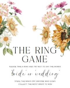 MEW-WHT-7-B2252 - MEWS FLORAL - WHITE - THE RING GAME SIGN - 8" x 10": MEW-WHT-7-B2252 - MEWS FLORAL - WHITE - THE RING GAME SIGN