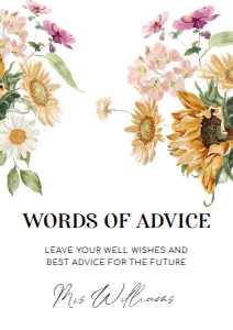 MEW-WHT-7-B2254 - MEWS FLORAL - WHITE - WORDS OF ADVICE SIGN - A4: MEW-WHT-7-B2254 - MEWS FLORAL - WHITE - WORDS OF ADVICE SIGN AND CARD SET
