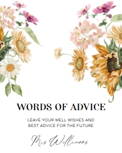 MEW-WHT-7-B2254 - MEWS FLORAL - WHITE - WORDS OF ADVICE SIGN - 8" x 10": MEW-WHT-7-B2254 - MEWS FLORAL - WHITE - WORDS OF ADVICE SIGN AND CARD SET