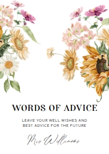 MEW-WHT-7-B2254 - MEWS FLORAL - WHITE - WORDS OF ADVICE SIGN - 5" x 7": MEW-WHT-7-B2254 - MEWS FLORAL - WHITE - WORDS OF ADVICE SIGN AND CARD SET