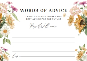 MEW-WHT-10-B2253 - MEWS FLORAL - WHITE - WORDS OF ADVICE CARD - 3.5" x 5": MEW-WHT-7-B2254 - MEWS FLORAL - WHITE - WORDS OF ADVICE SIGN AND CARD SET