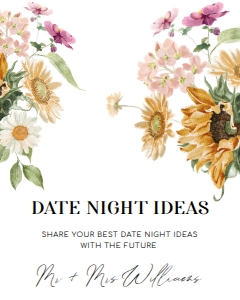 MEW-WHT-7-B2256 - MEWS FLORAL - WHITE - DATE NIGHT IDEAS SIGN - 8" x 10": MEW-WHT-7-B2256 - MEWS FLORAL - WHITE - DATE NIGHT IDEAS SIGN AND CARD SET