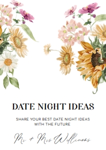 MEW-WHT-7-B2256 - MEWS FLORAL - WHITE - DATE NIGHT IDEAS SIGN - A4: MEW-WHT-7-B2256 - MEWS FLORAL - WHITE - DATE NIGHT IDEAS SIGN AND CARD SET
