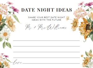 MEW-WHT-10-B2255 - MEWS FLORAL - WHITE - DATE NIGHT IDEAS CARD - 4" x 5.5": MEW-WHT-7-B2256 - MEWS FLORAL - WHITE - DATE NIGHT IDEAS SIGN AND CARD SET