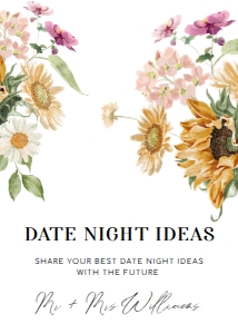 MEW-WHT-7-B2256 - MEWS FLORAL - WHITE - DATE NIGHT IDEAS SIGN - 5" x 7": MEW-WHT-7-B2256 - MEWS FLORAL - WHITE - DATE NIGHT IDEAS SIGN AND CARD SET