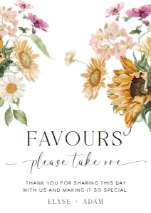 MEW-WHT-7-B2257 - MEWS FLORAL - WHITE - FAVOURS SIGN - A4: MEW-WHT-7-B2257 - MEWS FLORAL - WHITE - FAVOURS SIGN