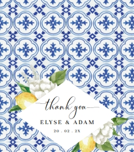 MED-BLU-6-B2265 - THE MED - LEMONS - FAVOUR BAG TOPPER - 3.5" x 4": MED-BLU-6-B2265 - THE MED - LEMONS - FAVOUR BAG TOPPER
