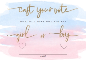 WAT-PNB-10-B2267 - WATERCOLOUR PINK BLUE - GOLD - CAST YOUR VOTE CARD - A7: WAT-PNB-10-B2267 - WATERCOLOUR PINK BLUE - GOLD - CAST YOUR VOTE CARD