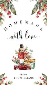 NUT-WHT-6-B2276 - NUTMEG NOEL - WHITE - CHRISTMAS HOMEMADE WITH LOVE TAG - 5cm x 9cm: NUT-WHT-6-B2276 - NUTMEG NOEL - WHITE - CHRISTMAS HOMEMADE WITH LOVE TAG