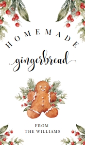 NUT-WHT-6-B2275 - NUTMEG NOEL - WHITE - CHRISTMAS HANDMADE GINGERBREAD TAG - 1.75" x 3": NUT-WHT-6-B2275 - NUTMEG NOEL - WHITE - CHRISTMAS HANDMADE GINGERBREAD TAG