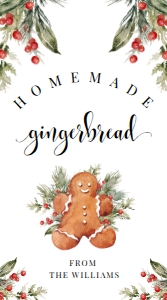 NUT-WHT-6-B2275 - NUTMEG NOEL - WHITE - CHRISTMAS HOMEMADE GINGERBREAD TAG - 5cm x 9cm: NUT-WHT-6-B2275 - NUTMEG NOEL - WHITE - CHRISTMAS HANDMADE GINGERBREAD TAG